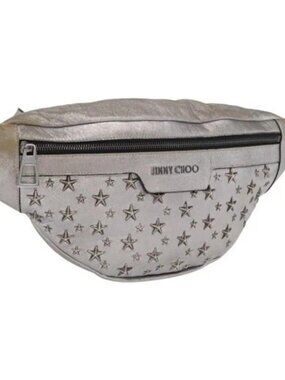 Jimmy Choo Body Bag Leather Silver Auth BA10277